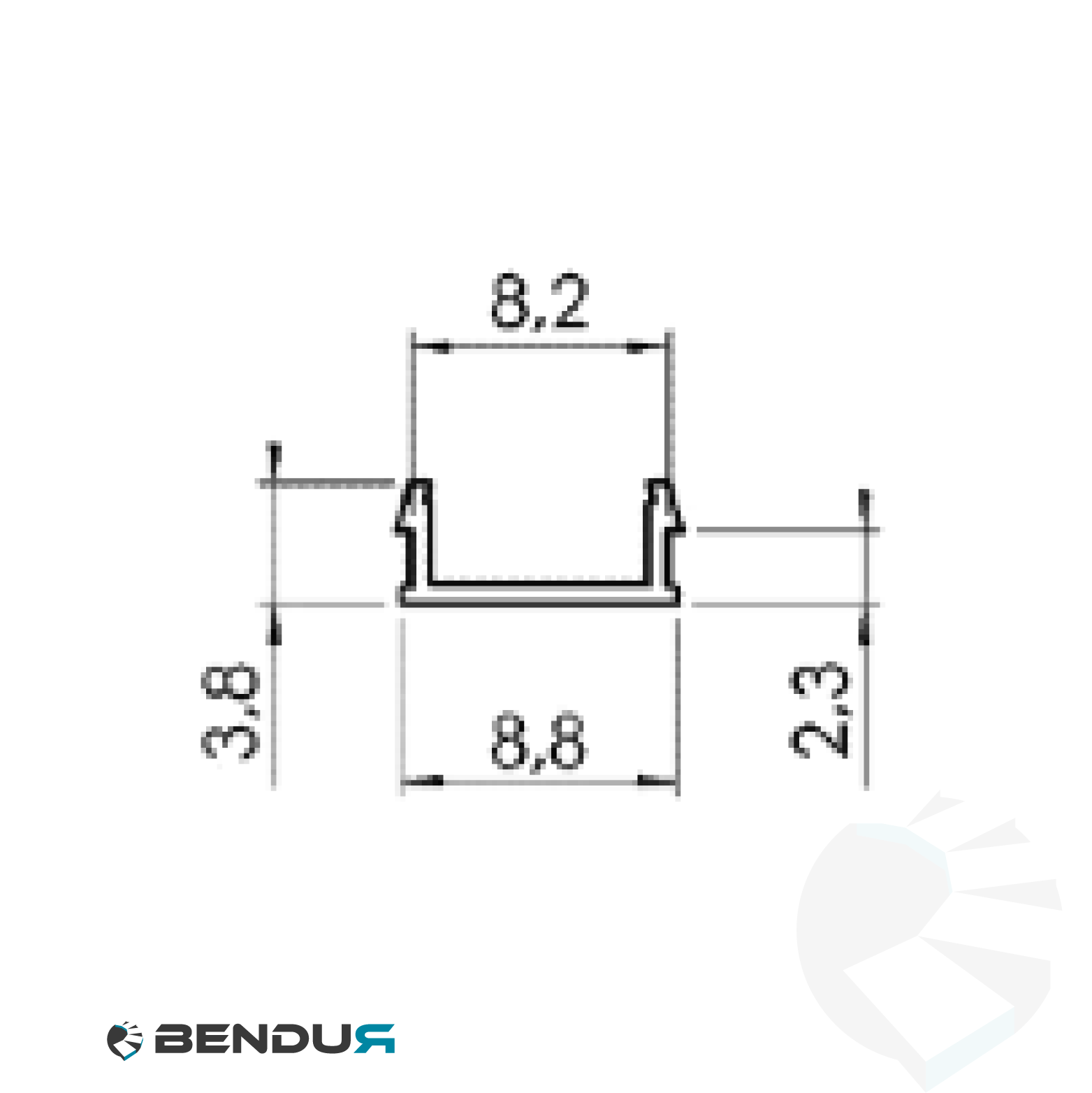 Kunststof afdekprofiel BSB pp - sleuf 8 | grijs (ral 7035) - l=2m