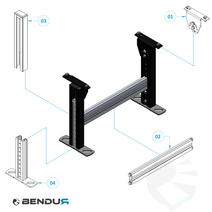 ConveyorBricks support stand 420 - single | H=485 - 637.5