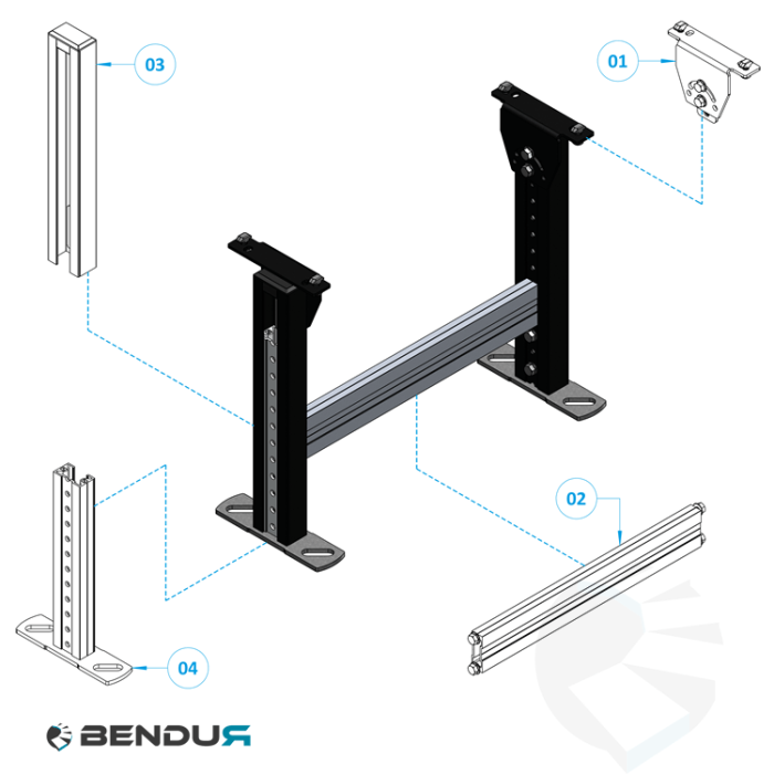 ConveyorBricks support stand 420 - single | H=535 - 737.5