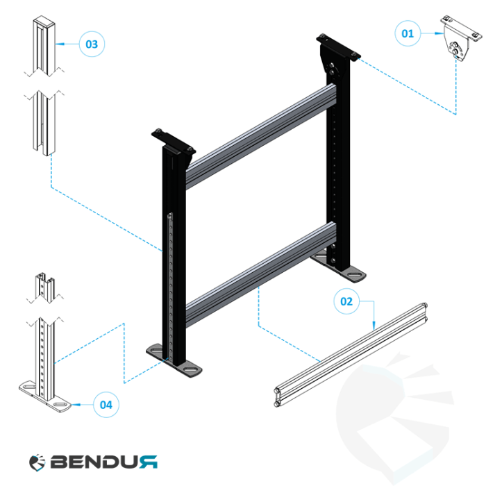 ConveyorBricks support stand 620 - single | H=910 - 1312.5 ConveyorBricks support stand 620 - single | H=910 - 1312.5