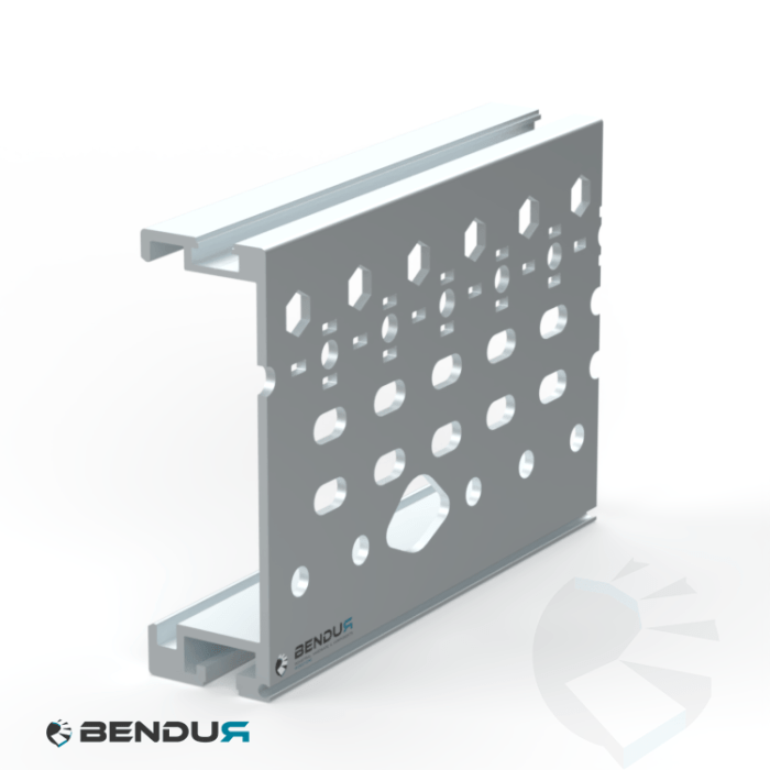 Aluminium roller conveyor side profile | 40x126 - Hole pattern 30 - Anodized Aluminium roller conveyor side profile | 40x126 - Hole pattern 30 - Anodized