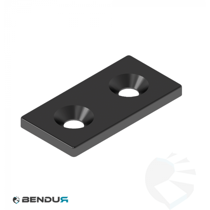 Steel connecting plate - black powder coated | 20x40 - 2x cs M5 Steel connecting plate - black powder coated | 20x40 - 2x cs M5