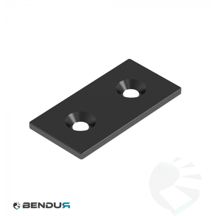 Steel connecting plate - black powder coated | 30x60 - 2x cs M6