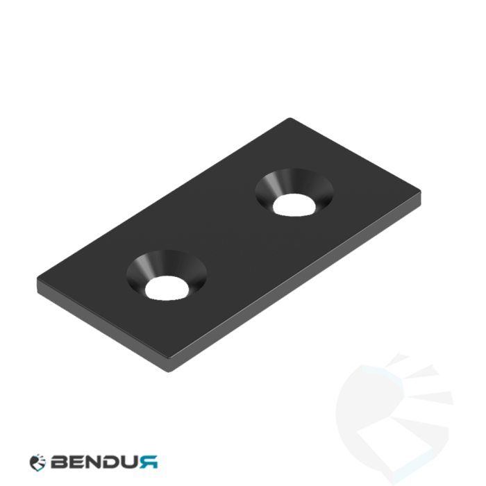 Steel connecting plate - black powder coated | 40x80 - 2x cs M8