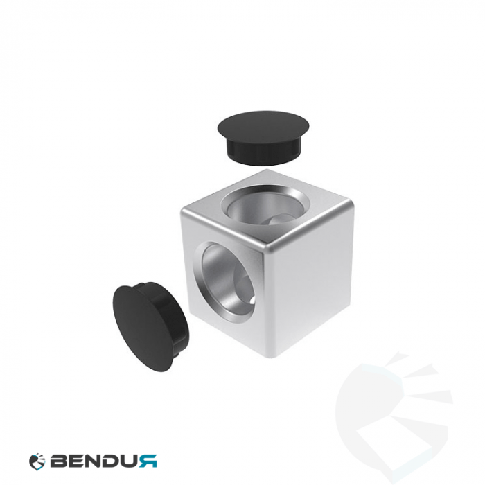 Aluminium cube connector 2D BSB - slot 8 | 30x30