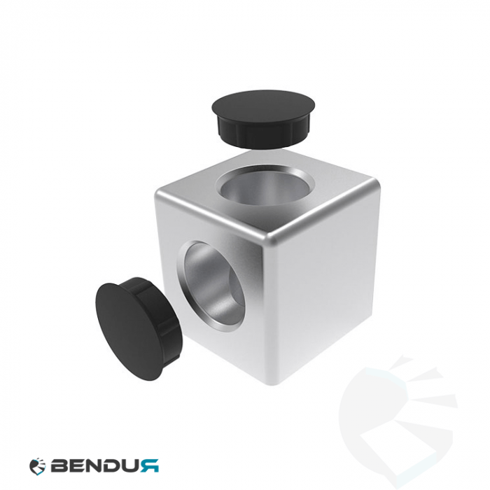 Aluminium cube connector 2D BSB - slot 10 | 50x50