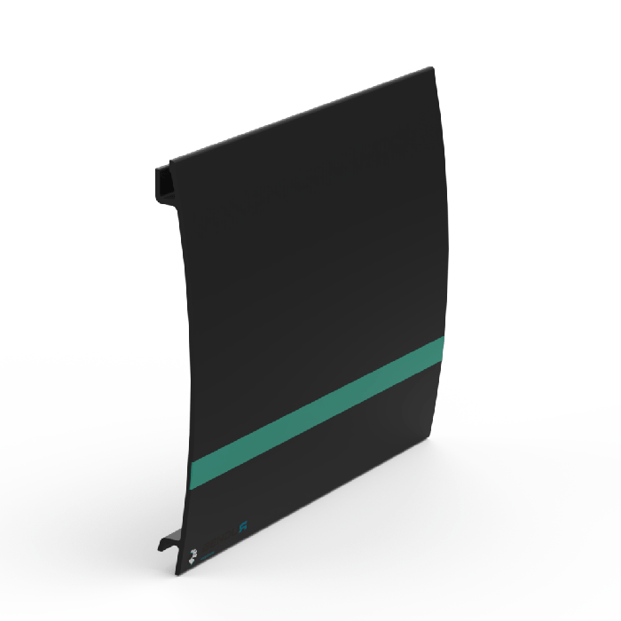 Extruded plastic roller conveyor cover profile | black + turquoise – l=4m Extruded plastic roller conveyor cover profile | black + turquoise – l=4m