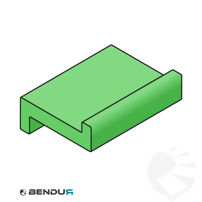Extruded plastic Z-profile | 23x12 green UHMW-PE with nose | l=60m