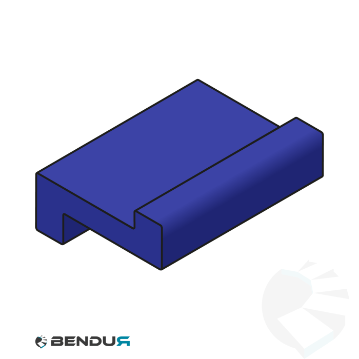Extruded plastic Z-profile | 25x12 blue UHMW-PE with nose | l=60m