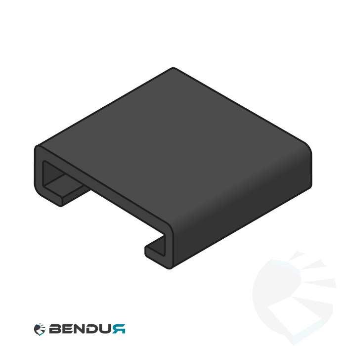 Extruded plastic C-profile | 50x15 black UHMW-PE Extruded plastic C-profile | 50x15 black UHMW-PE