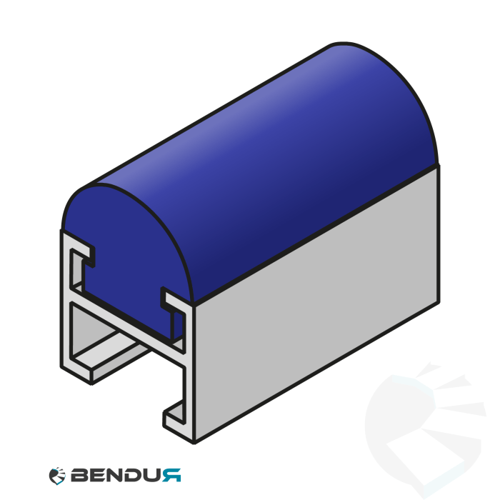 Extruded plastic C-profile FOR side guide rail | R8 blue UHMW-PE | l=30m
