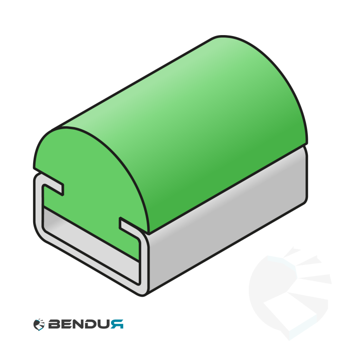 Extruded plastic C-profile FOR side guide rail | R10 green UHMW-PE | l=30m