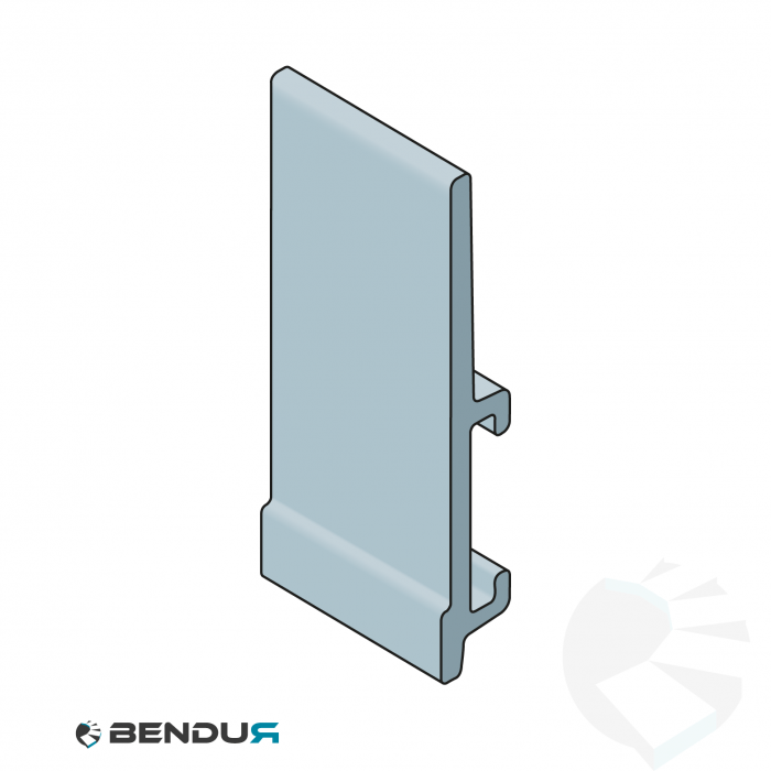 Extruded plastic side guide profile | 140x21 grey UHMW-PE with label saver | l=3m