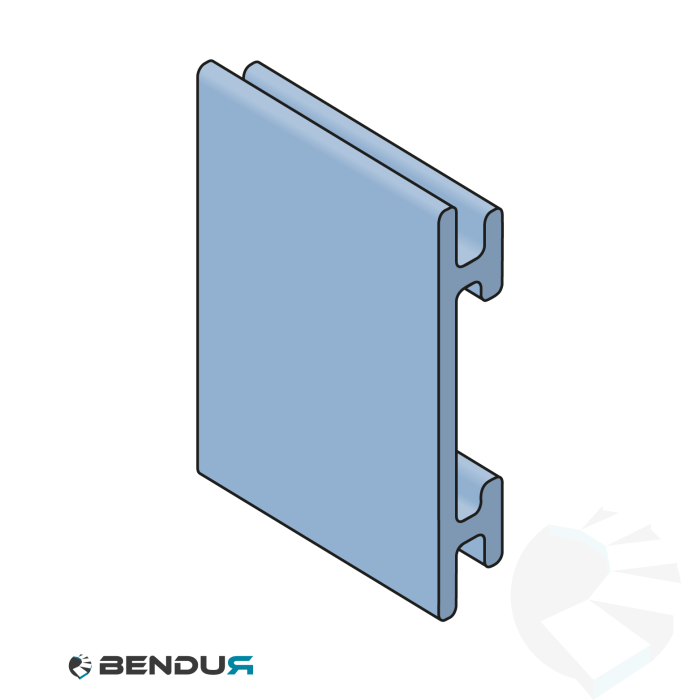 Extruded plastic side guide profile | 90x18 blue BluLub | l=3m