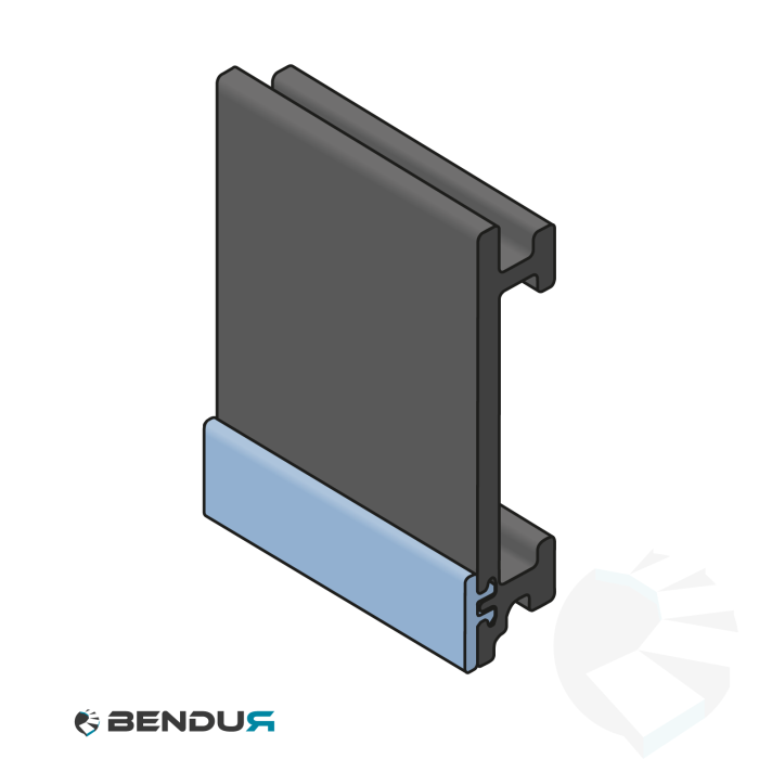 Extruded plastic side guide type A | 21x90 blue BluLub with label saver | l=3m