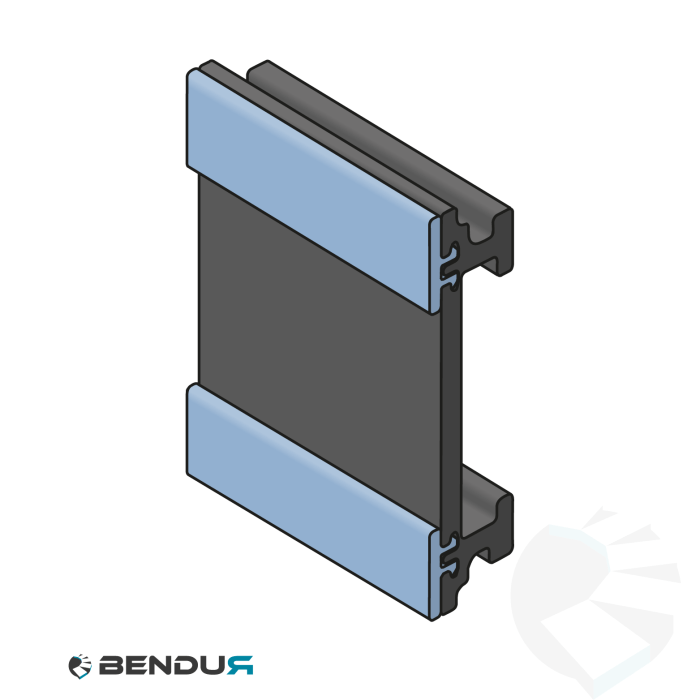 Extruded plastic side guide type A | 21x90 blue BluLub with label saver | l=3m Extruded plastic side guide type A | 21x90 blue BluLub with label saver | l=3m