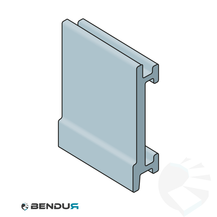 Extruded plastic side guide profile | 21x90 grey UHMW-PE with label saver | l=3m Extruded plastic side guide profile | 21x90 grey UHMW-PE with label saver | l=3m