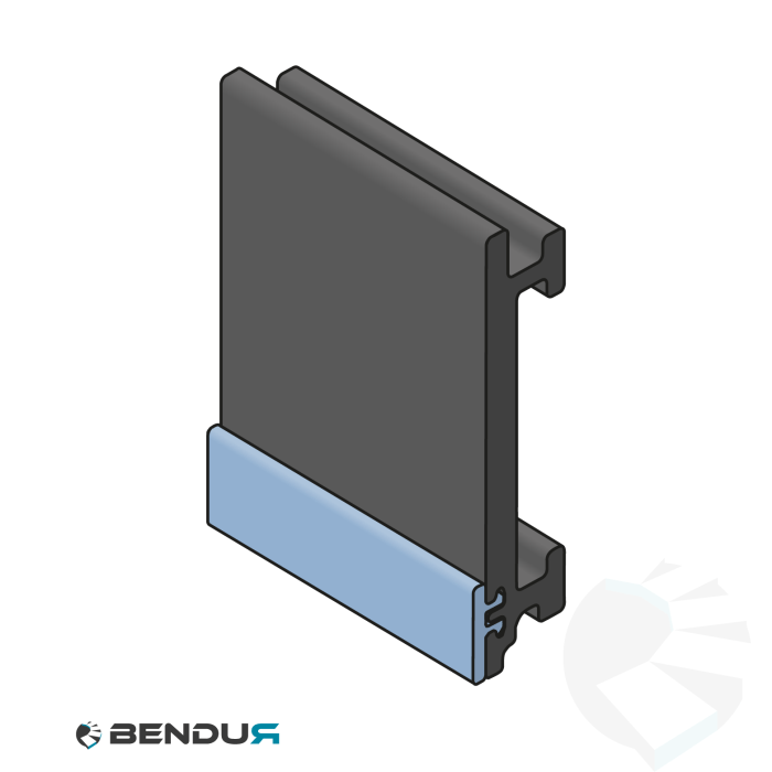 Extruded plastic side guide profile type A | 21x90 blue BluLub with label saver | l=3m Extruded plastic side guide profile type A | 21x90 blue BluLub with label saver | l=3m
