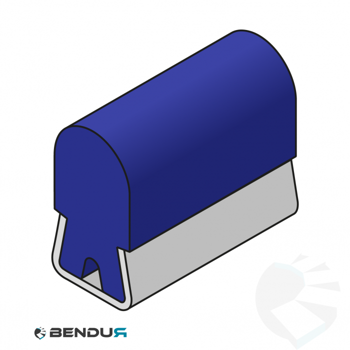 Stainless steel profile with guide rail | R8 H=30 blue UHMW-PE | l=3m