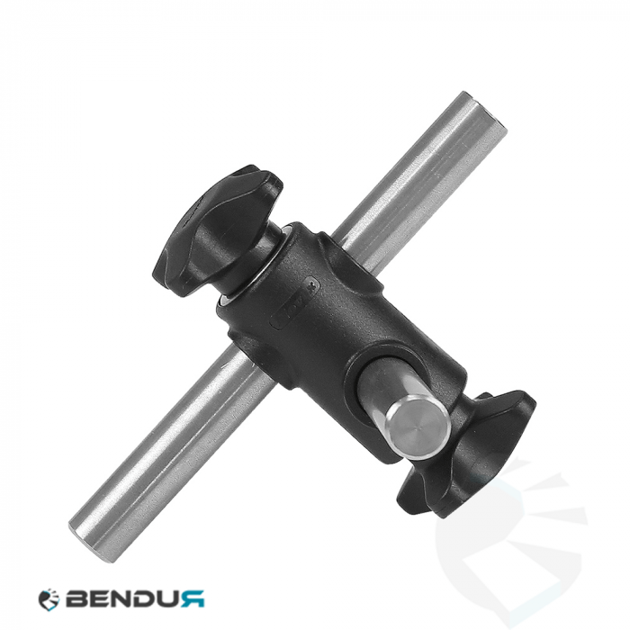 Plastic cross clamp with star knobs | Ø12-Ø12 - black