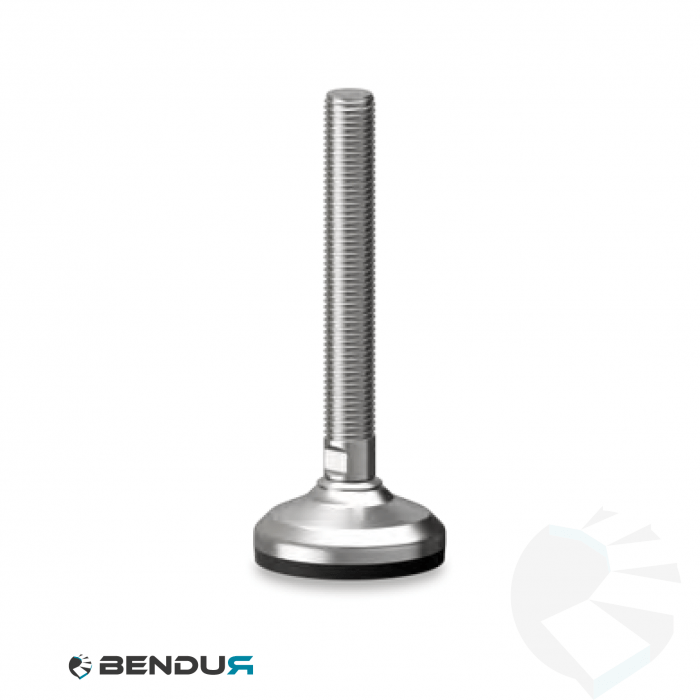 Leveling foot with overmolded baseplate & fully threaded ss spindle - Ø60 + ar