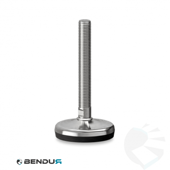 Leveling foot with overmolded baseplate & fully threaded ss spindle - Ø75 + ar