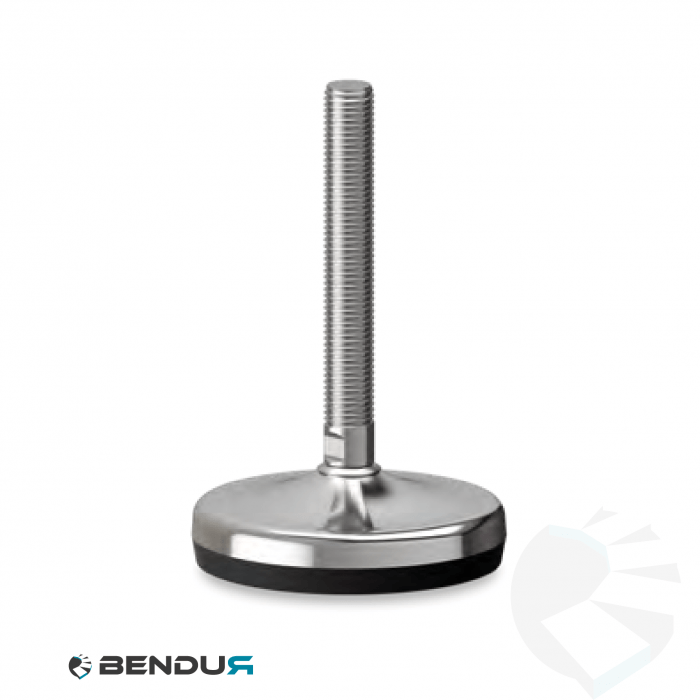 Leveling foot with overmolded baseplate & fully threaded ss spindle - Ø100 + ar | M30x156.7