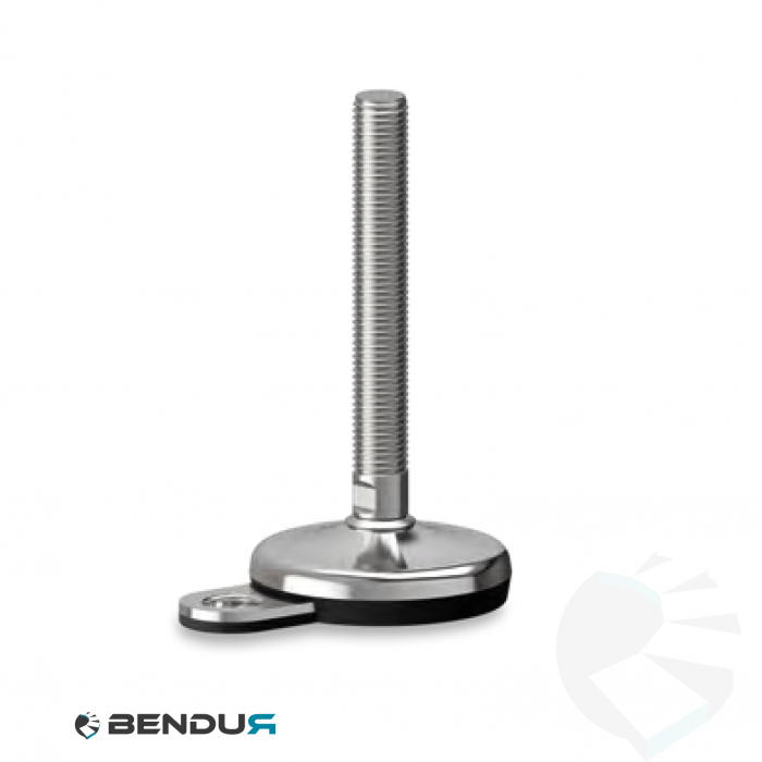 Leveling foot with overmolded baseplate + fh & fully threaded ss spindle - Ø75 + ar