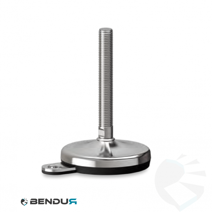Leveling foot with overmolded baseplate + fh & fully threaded ss spindle - Ø100 + ar