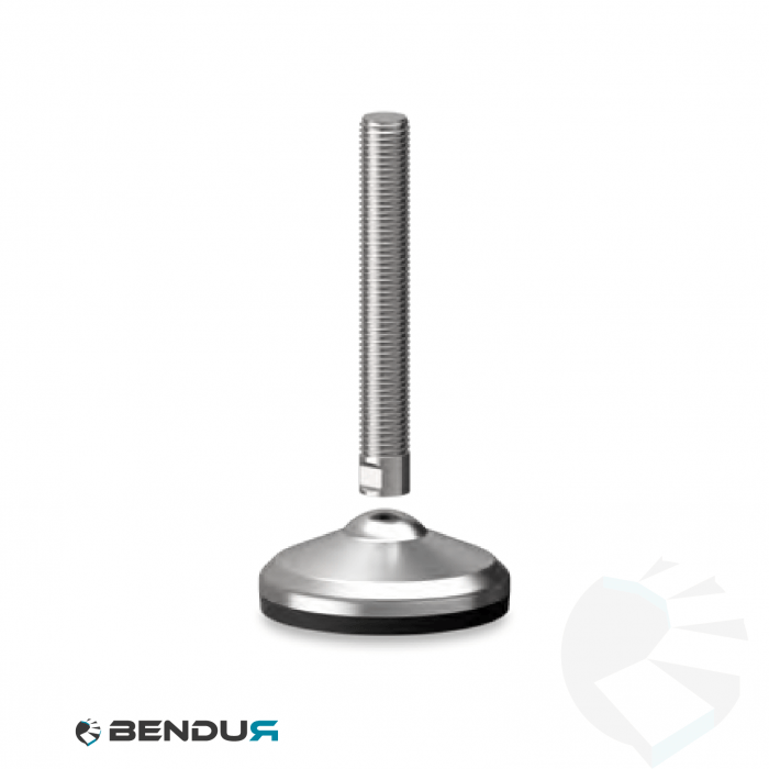 Leveling foot with overmolded baseplate & fully threaded ss spindle - Ø80 + ar | M30x185
