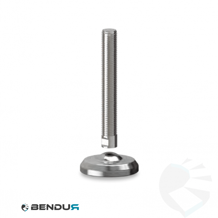 Leveling foot with machined baseplate & fully threaded ss spindle - Ø60 | M12x171.5