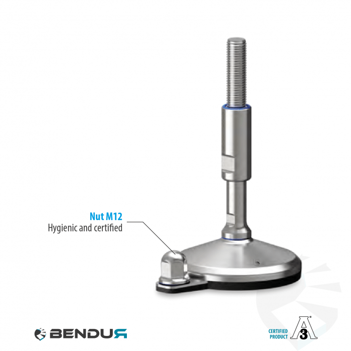 Leveling foot hygienic certified with overmolded sd baseplate + fh - Ø105 + ar