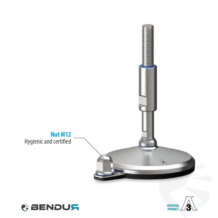 Leveling foot hygienic certified with overmolded sd baseplate + fh - Ø125 + ar Leveling foot hygienic certified with overmolded sd baseplate + fh - Ø125 + ar