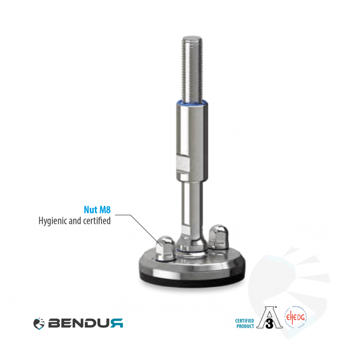 Leveling foot hygienic certified with machine sd baseplate - Ø80 + ar Leveling foot hygienic certified with machine sd baseplate - Ø80 + ar