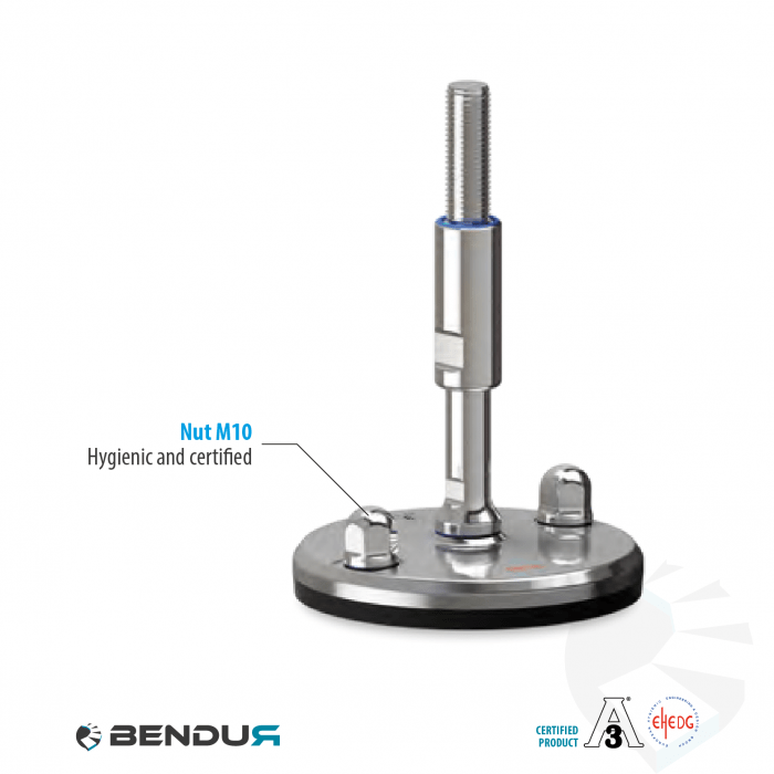Leveling foot hygienic certified with machine sd baseplate - Ø125 + ar Leveling foot hygienic certified with machine sd baseplate - Ø125 + ar