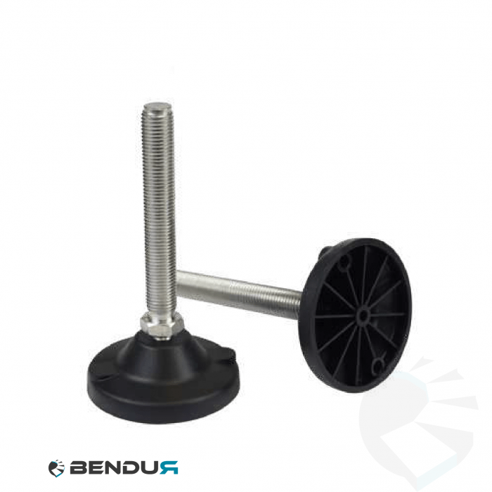 Leveling foot with plastic baseplate & fully threaded spindle - Ø123 Leveling foot with plastic baseplate & fully threaded spindle - Ø123