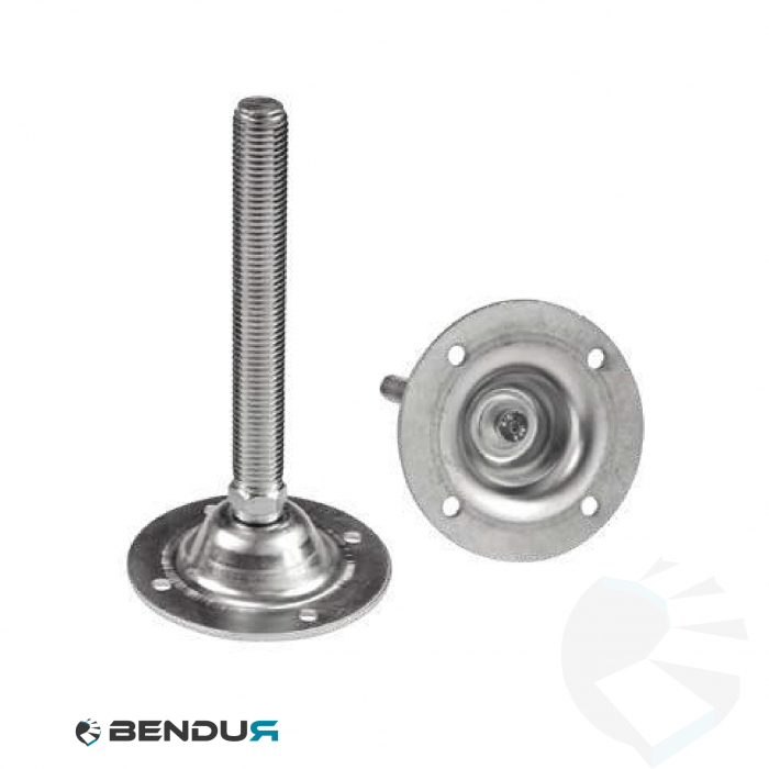 Leveling foot with stamped baseplate & fully threaded zps spindle - Ø123.5