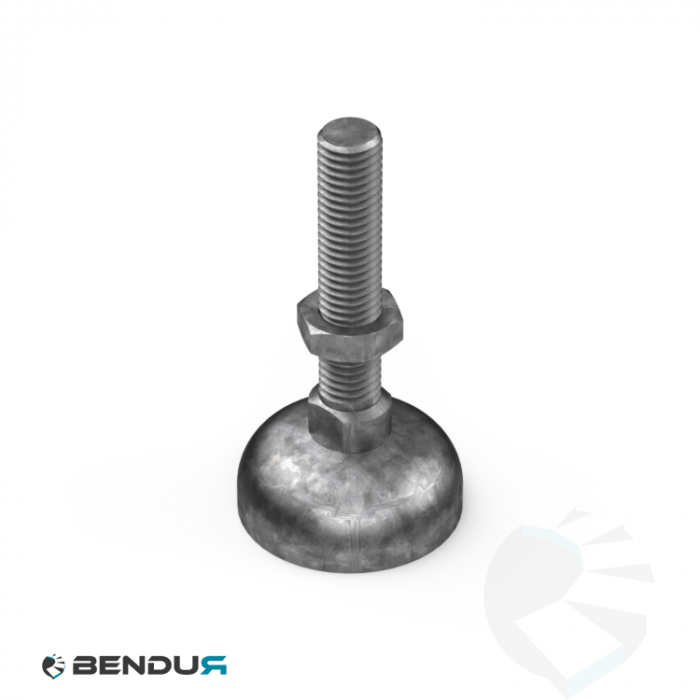 LEVELING FOOT - BELL FOOT BASE & FULLY THREADED ZPS SPINDLE - Ø45