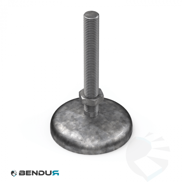 LEVELING FOOT - BELL FOOT BASE & FULLY THREADED ZPS SPINDLE - Ø90