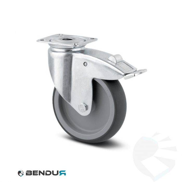 Swivel castor L-serie with plate - double break Swivel castor L-serie with plate - double break