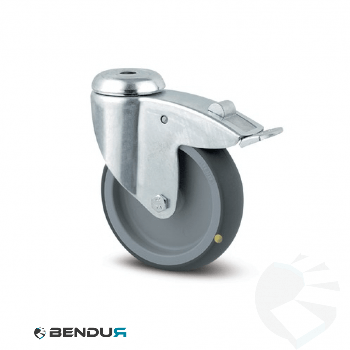 Swivel castor L-serie with bolt hole - double break | conductive Swivel castor L-serie with bolt hole - double break | conductive