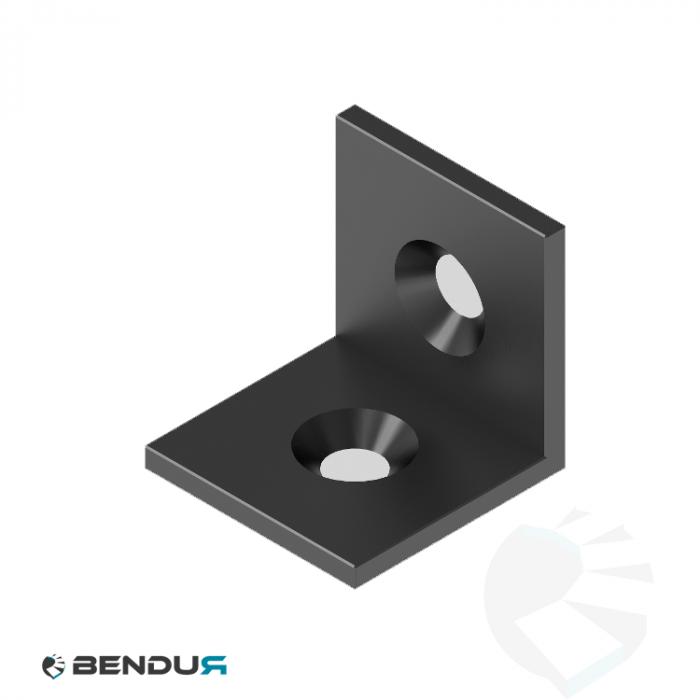 Steel connecting angle - black powder coated | 20x20 - 2x cs M5 Steel connecting angle - black powder coated | 20x20 - 2x cs M5
