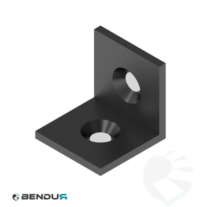 Steel connecting angle - black powder coated | 40x40 - 2x cs M8 Steel connecting angle - black powder coated | 40x40 - 2x cs M8