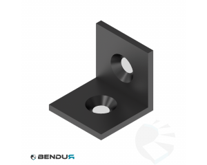 Steel connecting angle - black powder coated | 40x40 - 2x cs M8