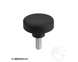 Kunststof ronde knop Ø50 met draaduiteinde - zwart