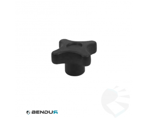 Kunststof ster knop Ø50 h=29 met draadinsert - zwart