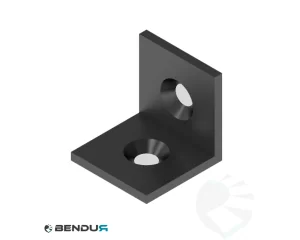 Steel connecting angle - black powder coated | 40x40 - 2x cs M8