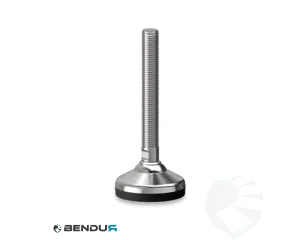 Stelvoet met overgoten voet basis & rvs spindel met volledig schroefdraad - &Oslash;65 + ar