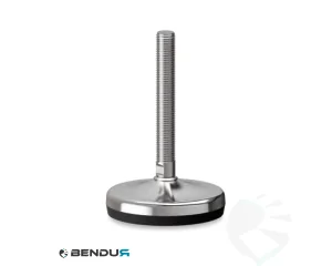 Stelvoet met overgoten voet basis & rvs spindel met volledig schroefdraad - &Oslash;100 + ar