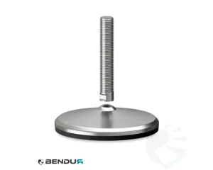 Stelvoet met overgoten voet basis & rvs spindel met volledig schroefdraad - &Oslash;150 + ar